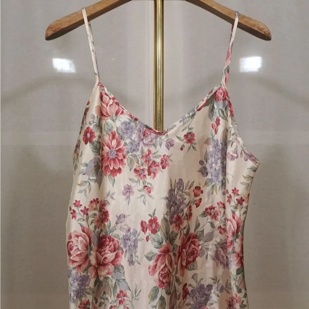 Vintage 90s Alexandra Nicole Floral Satin Nightie - Picture 3 of 6